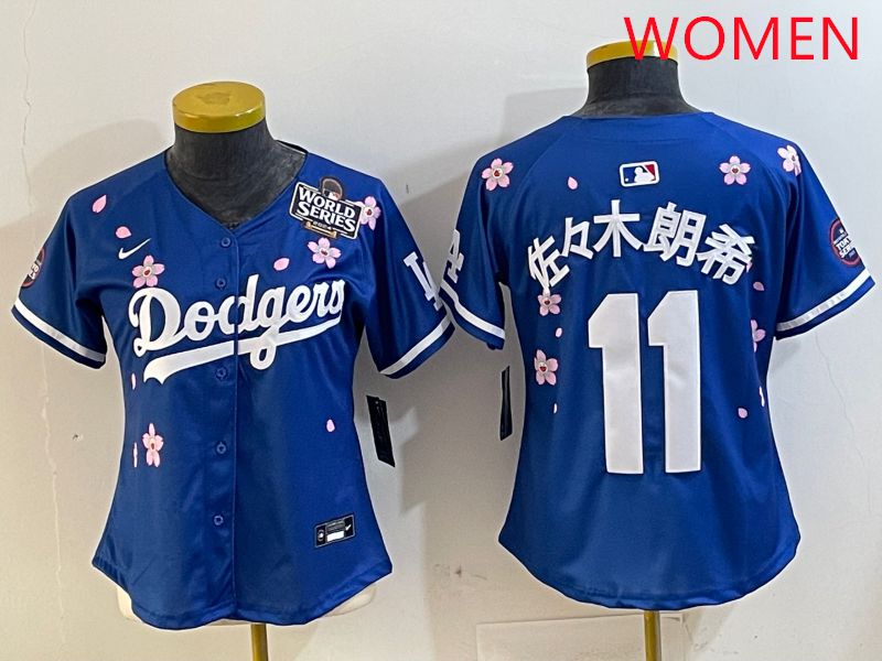 Women Los Angeles Dodgers 11 R.Sasaki Blue Sakura Edition 2025 Nike MLB Jersey style 6